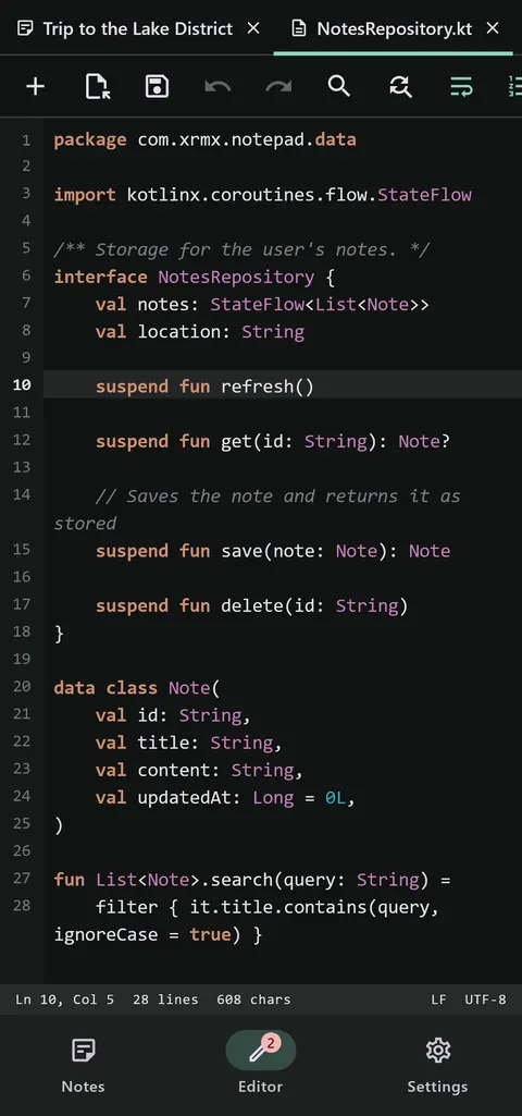 Syntax highlighting in dark mode
