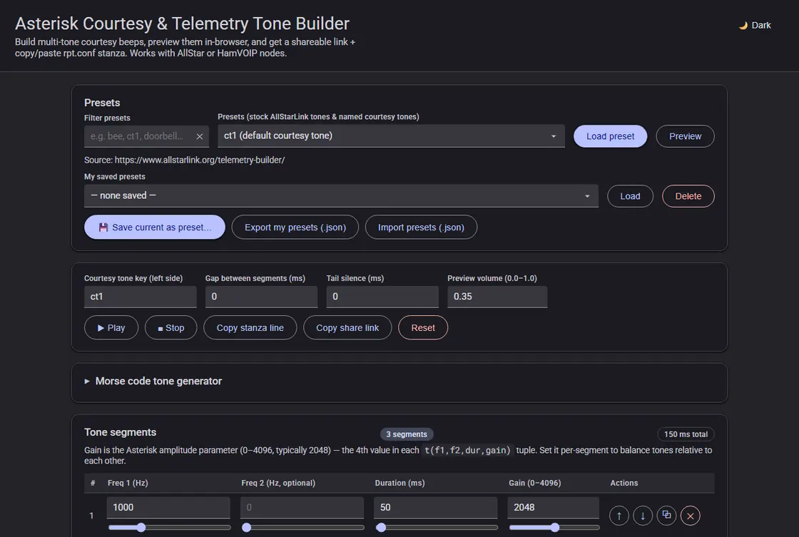 Asterisk Tone Builder screenshot