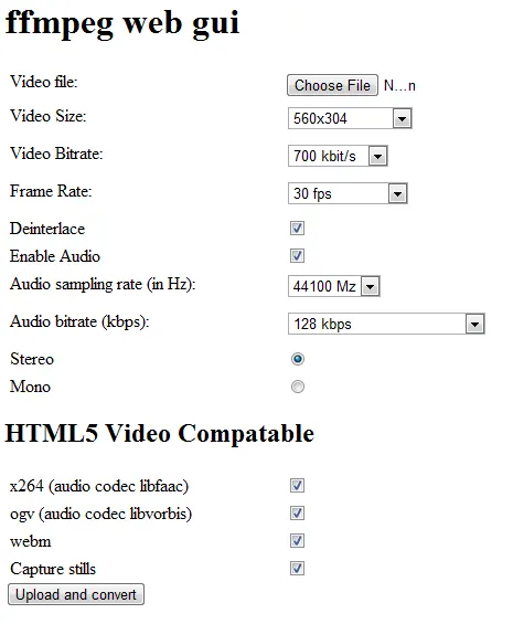 FFmpeg Web GUI screenshot